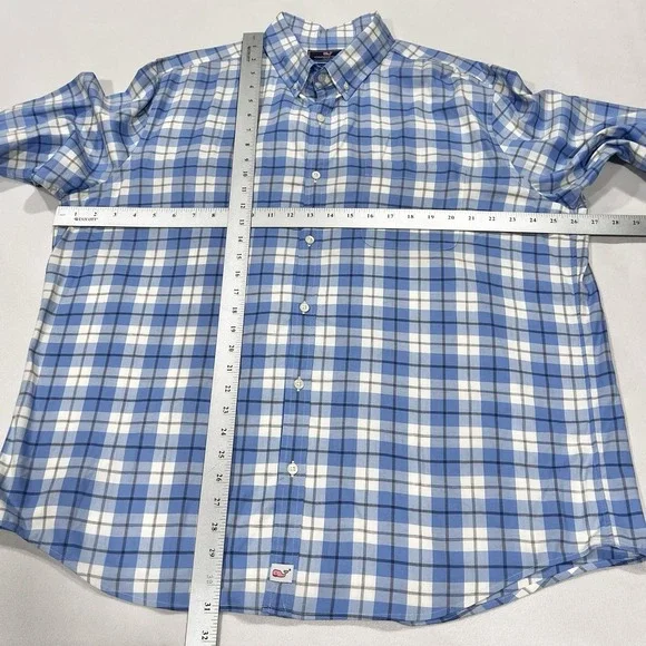 Vineyard Vines Mens Blue White Slim Fit Murray Button Down Long Sleeve Shirt XL - Picture 7 of 9